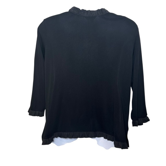 Exclusively Misook black knit long sleeve ruffle cardigan size 1X capsule career - Picture 5 of 11